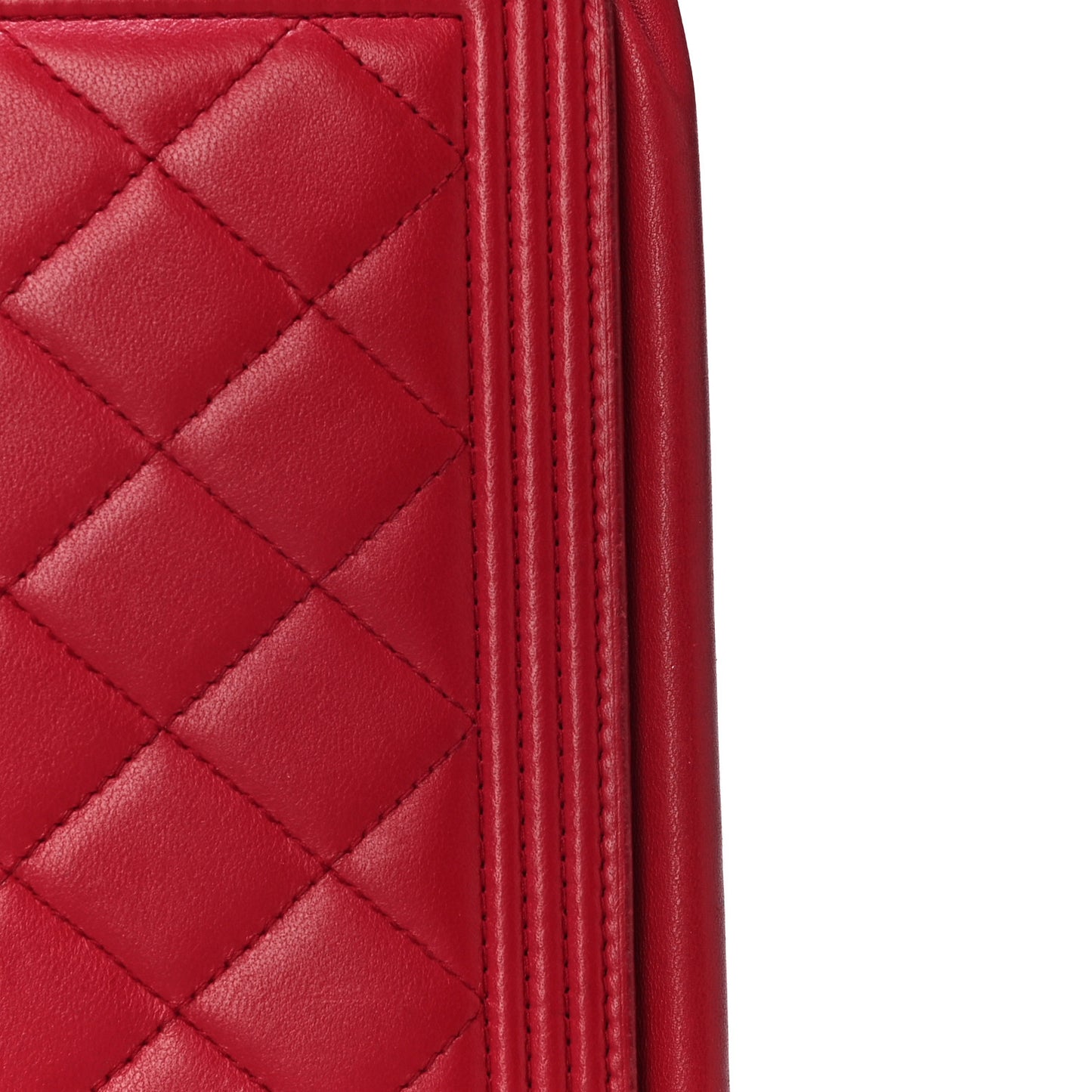 Lambskin Quilted Boy Wallet On Chain WOC Red
