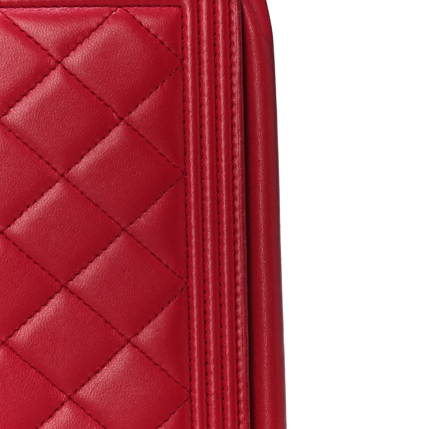 Chanel Lambskin Quilted Boy Wallet On Chain WOC Red 26 of 27