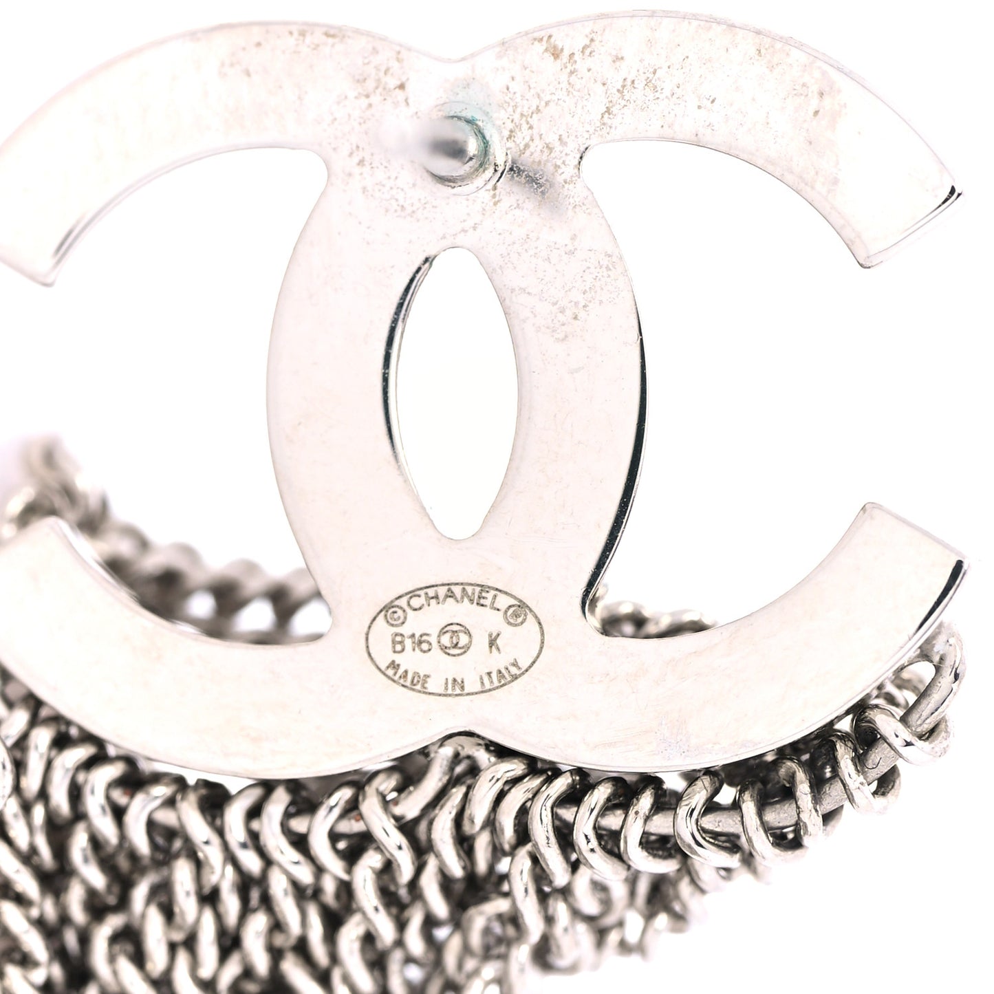 Baguette Crystal CC Chain Drop Earrings Silver