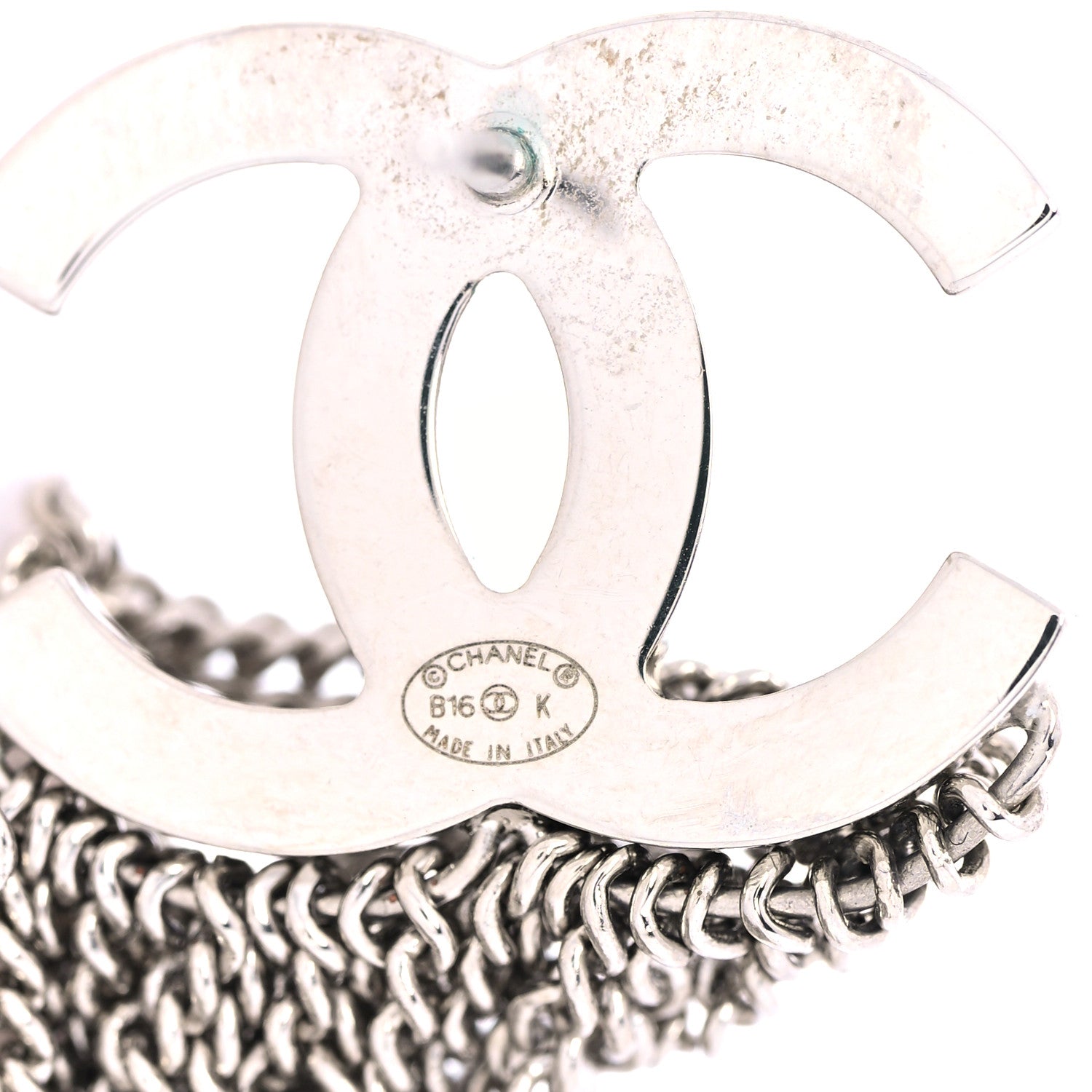 Chanel Baguette Crystal CC Chain Drop Earrings Silver 4 of 4