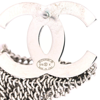 Chanel Baguette Crystal CC Chain Drop Earrings Silver 4 of 4