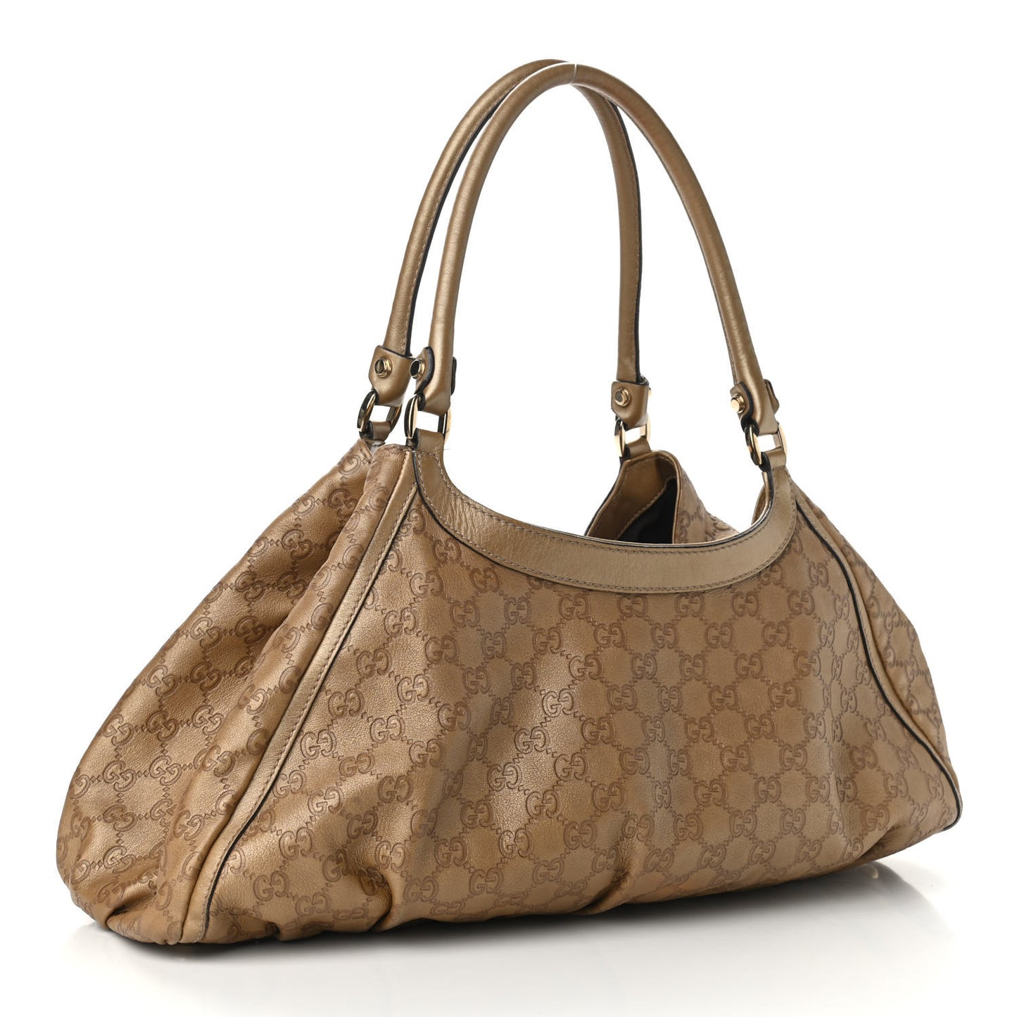 Metallic Guccissima Large D Gold Ring Hobo Gold