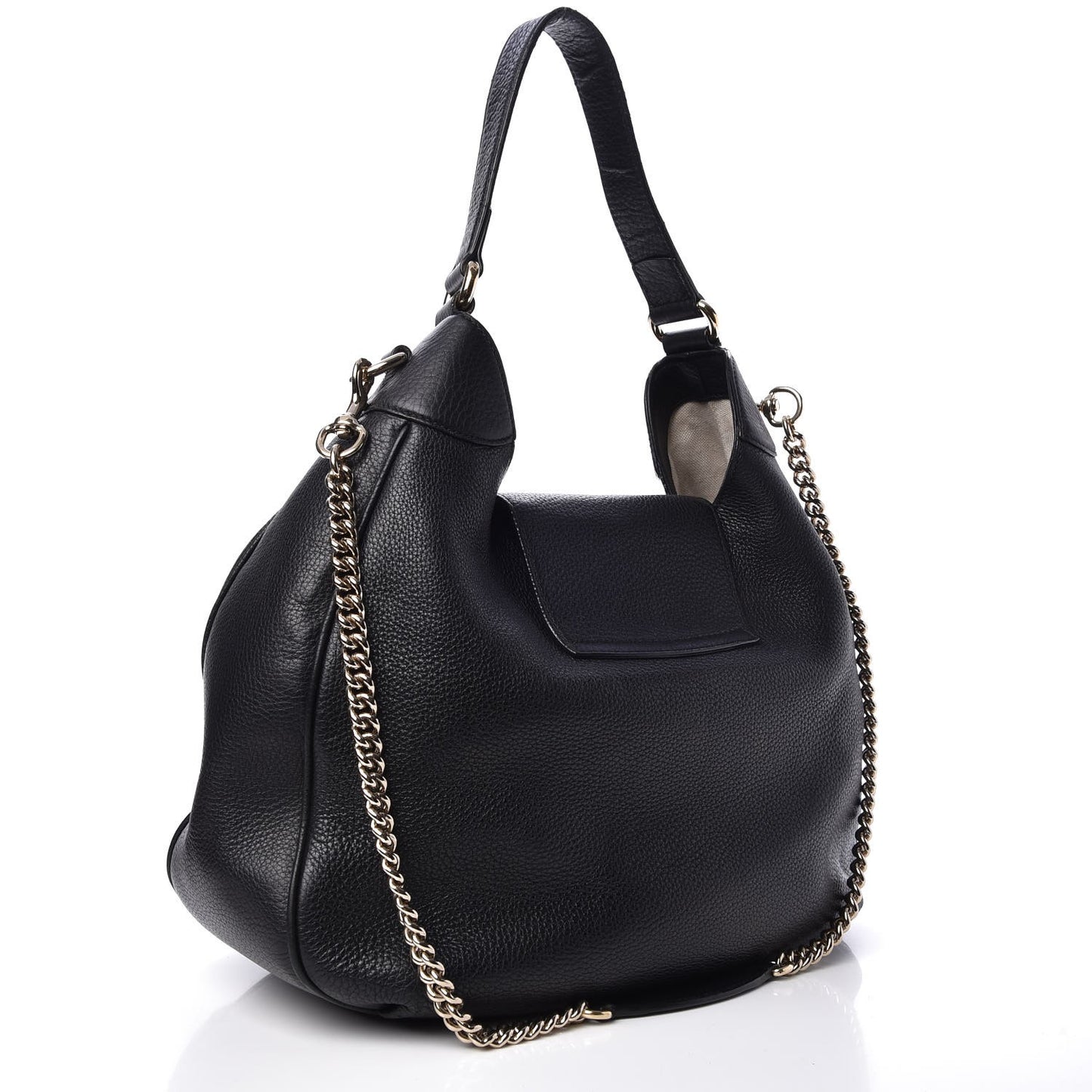 Pebbled Calfskin Medium Emily Hobo Black