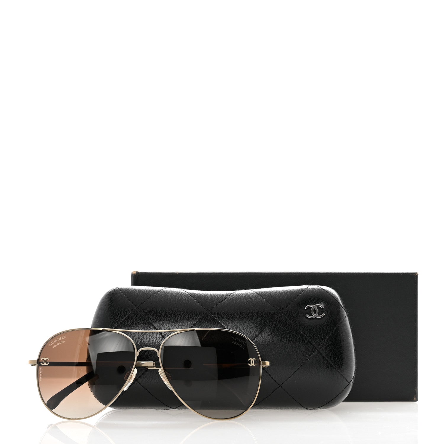 Chanel Metal Polarized Aviator CC Sunglasses 4189-T-Q Brown 8 of 8