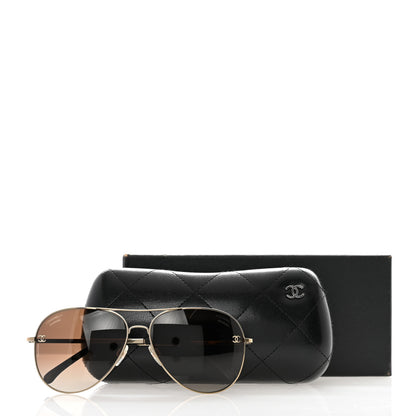 Chanel Metal Polarized Aviator CC Sunglasses 4189-T-Q Brown 8 of 8