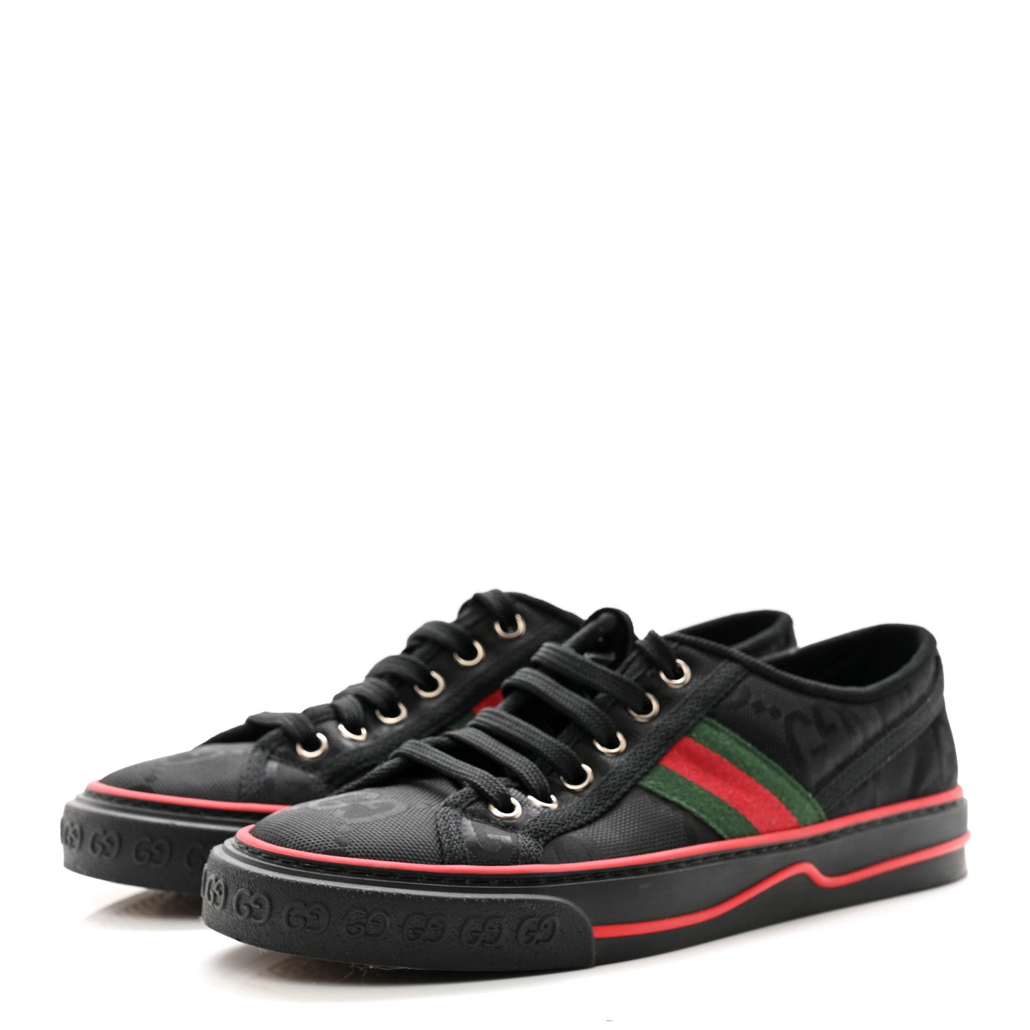 Gucci Econyl Nylon Web Monogram Off The Grid Womens 1977 Tennis Sneakers 37 Black 3 of 9