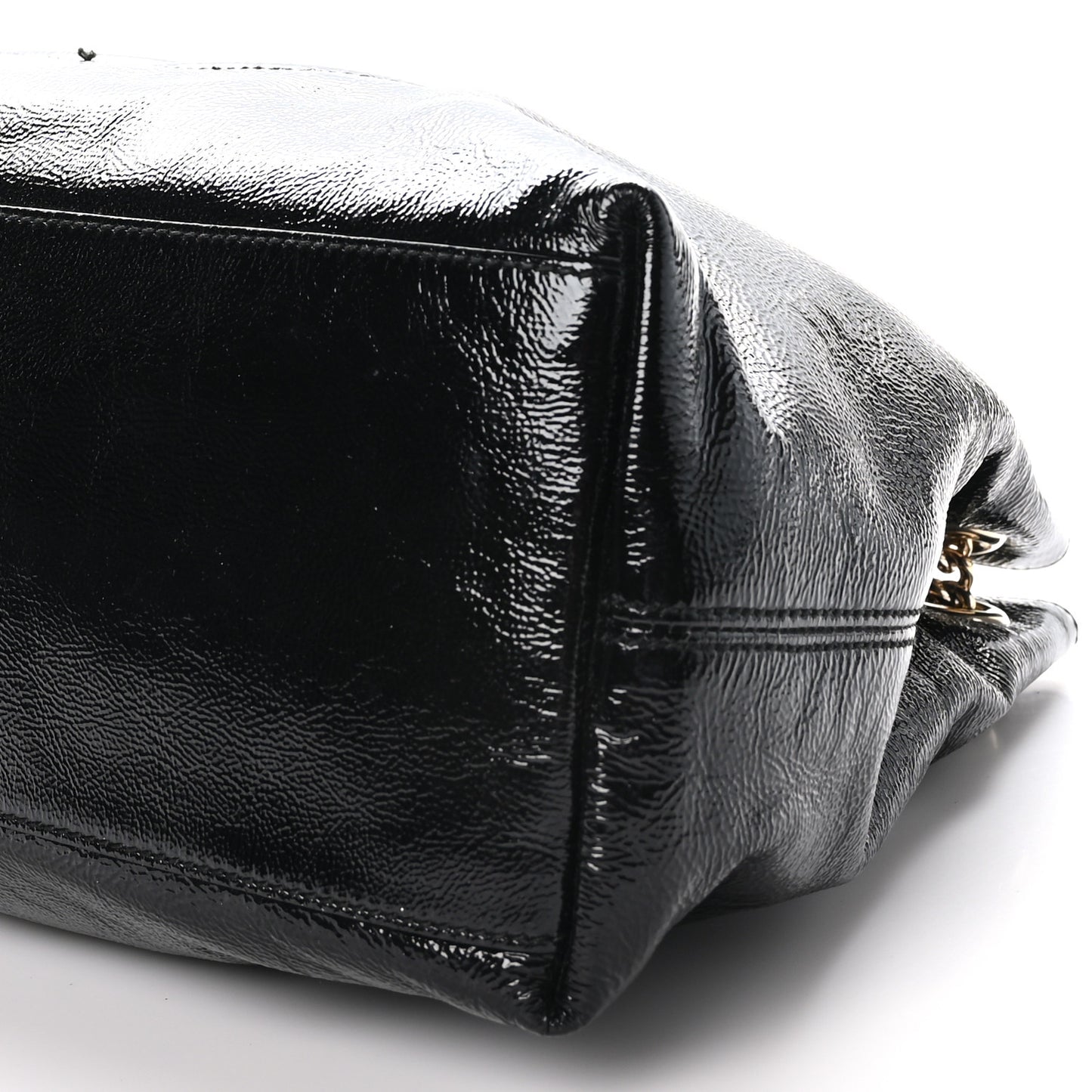 Patent Medium Soho Chain Shoulder Bag Black