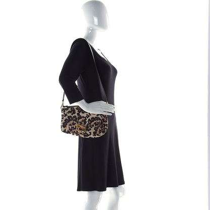 Fendi Vitello Pelo Seta Paisley Leopard Print Baguette Cammello Beige Black 3 of 11