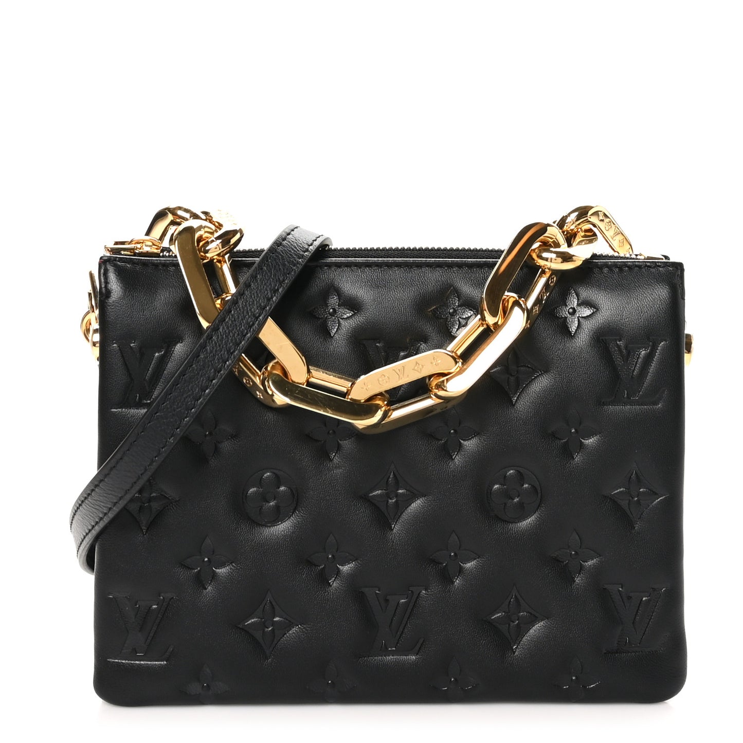 Lambskin Embossed Monogram Coussin BB Black