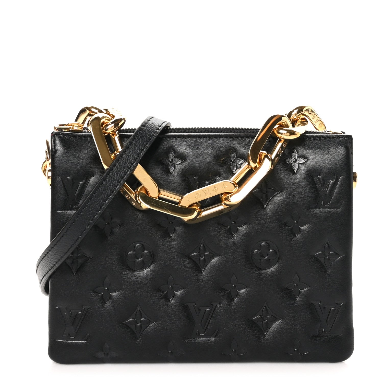 Louis Vuitton Lambskin Embossed Monogram Coussin BB Black 1 of 11