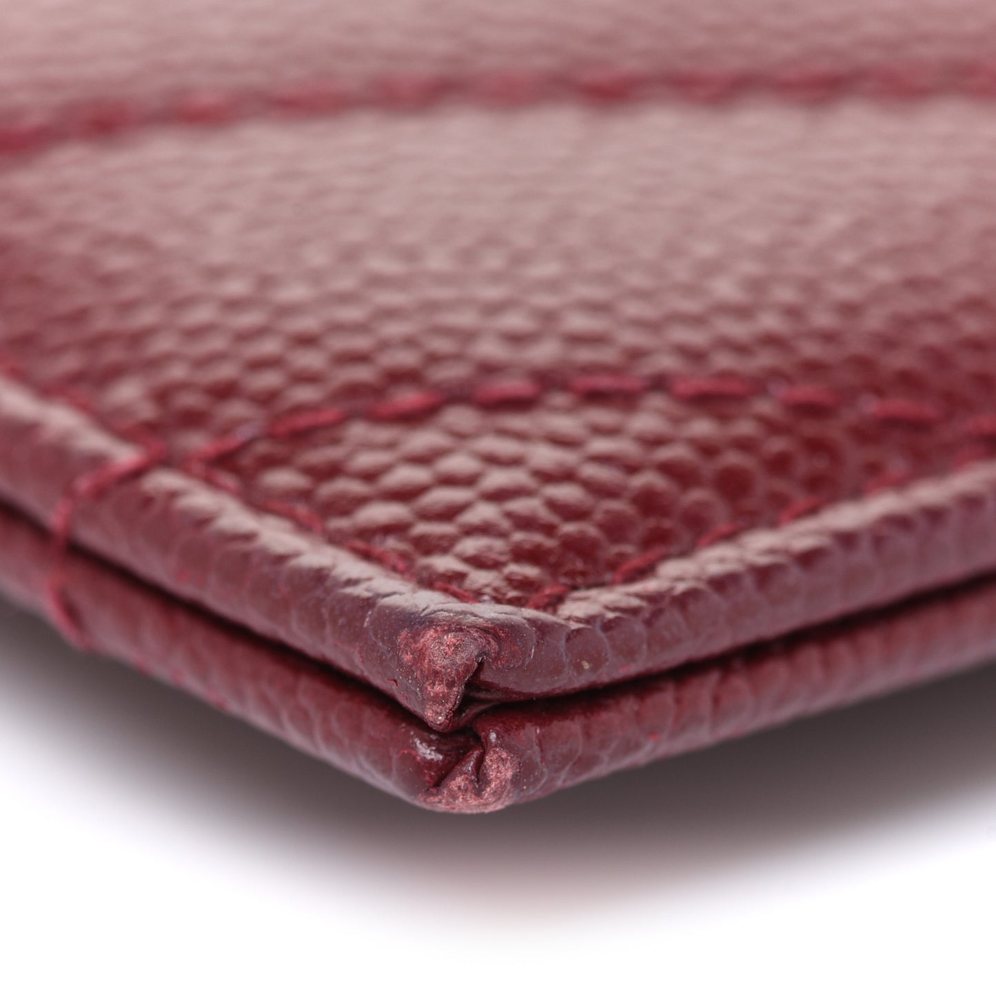 Grain De Poudre Matelasse Chevron Monogram Credit Card Case Palissandre