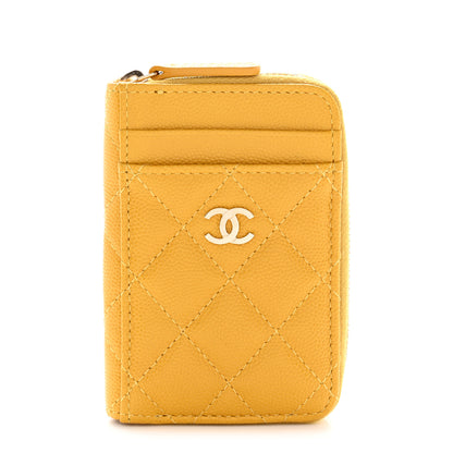 Chanel Caviar Quilted Zip Card Holder Yellow 1 of 7