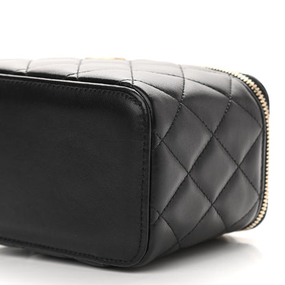 Chanel Lambskin Quilted Small Top Handle Vanity Case With Chain Black 10 of 14