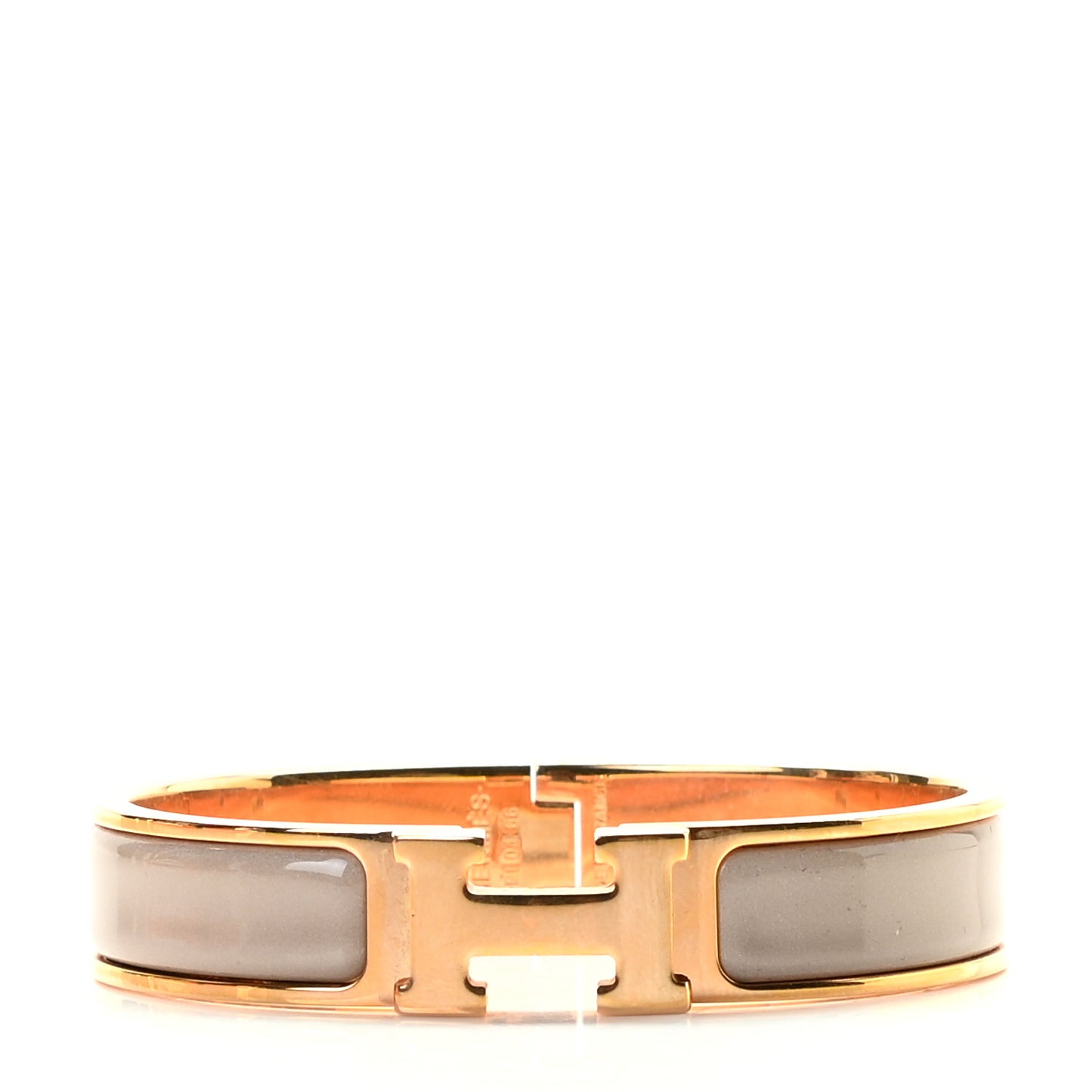 Enamel Narrow Clic Clac H Bracelet PM Marron Glace