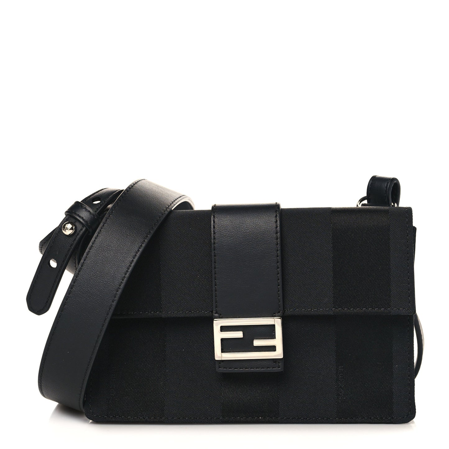 Recycled Nylon Vitello Grace Light Pequin Baguette Belt Pouch Black
