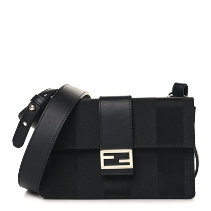 Fendi Recycled Nylon Vitello Grace Light Pequin Baguette Belt Pouch Black 1 of 9
