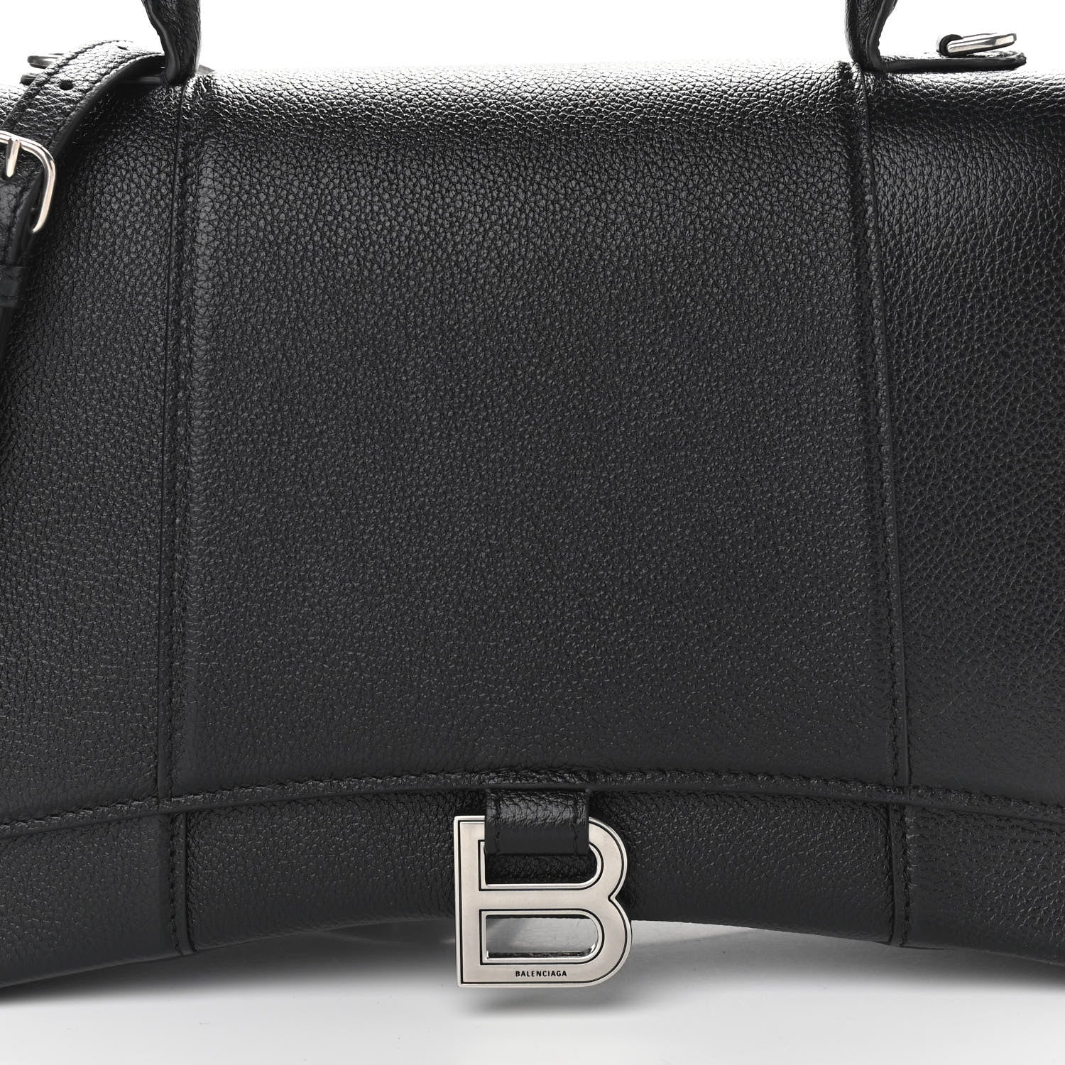 Balenciaga Grained Calfskin Medium Hourglass Top Handle Bag Black 8 of 10
