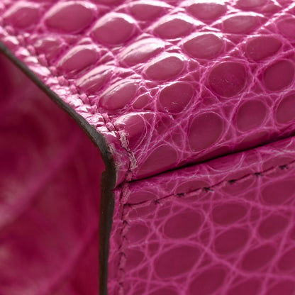 Hermes Shiny Alligator Kelly Pochette Rose Scheherazade 11 of 14