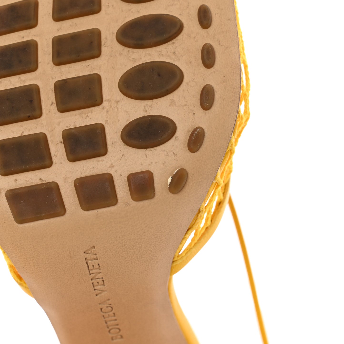 Mesh Nappa Stretch Ankle Tie Sandals 38 Egg Yolk 38