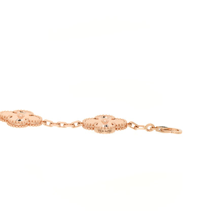 Van Cleef & Arpels 18K Rose Gold 5 Motifs Guilloche Vintage Alhambra Bracelet 3 of 4