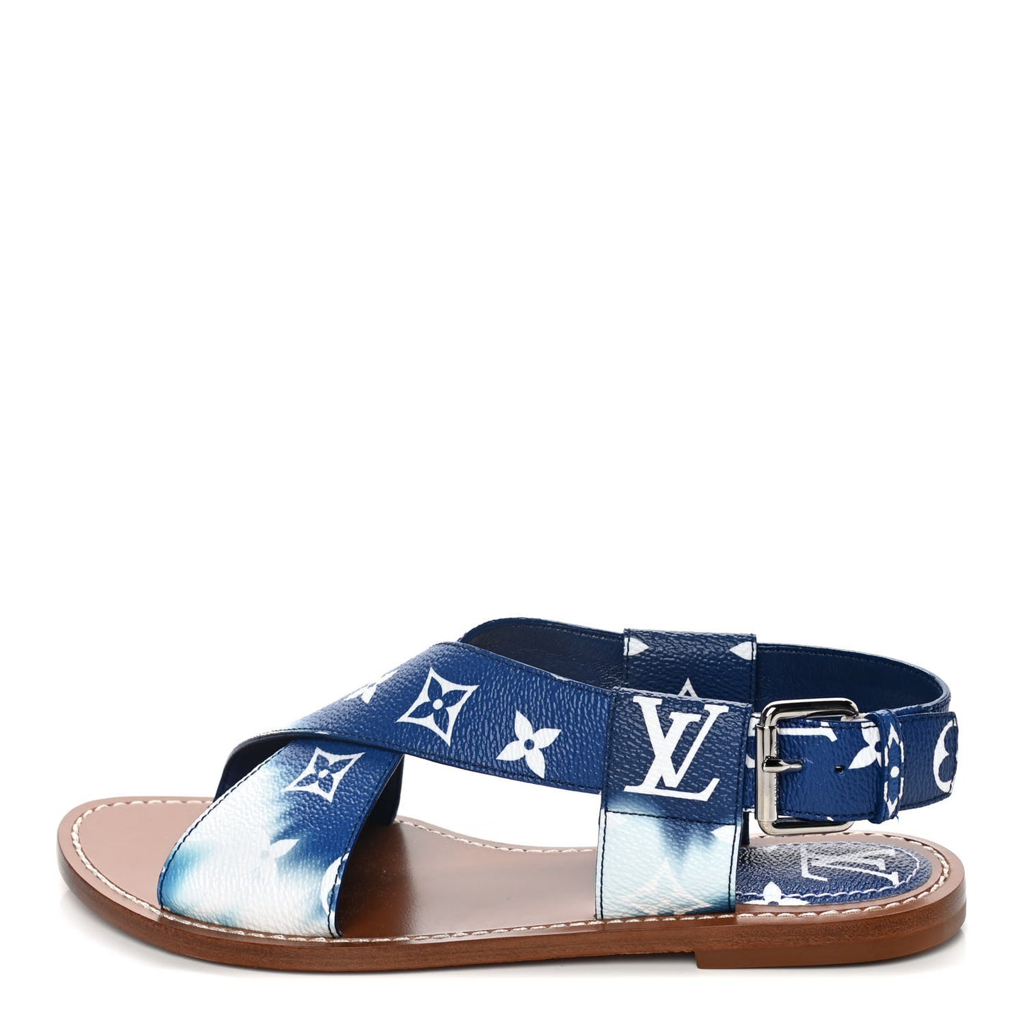 Monogram Escale Palma Flat Sandals 37 Blue