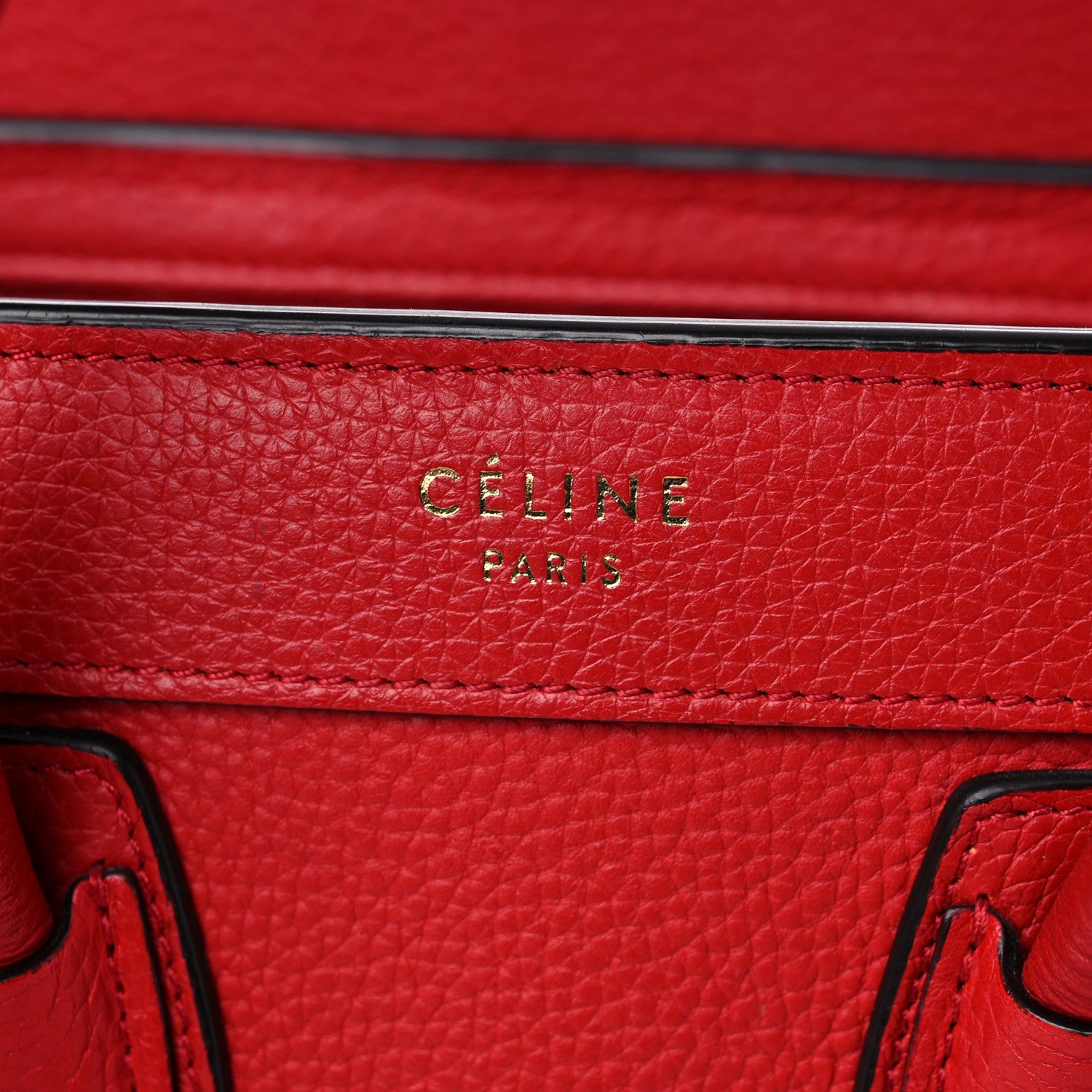 Celine Drummed Calfskin Nano Luggage Coquelicot 7 of 11