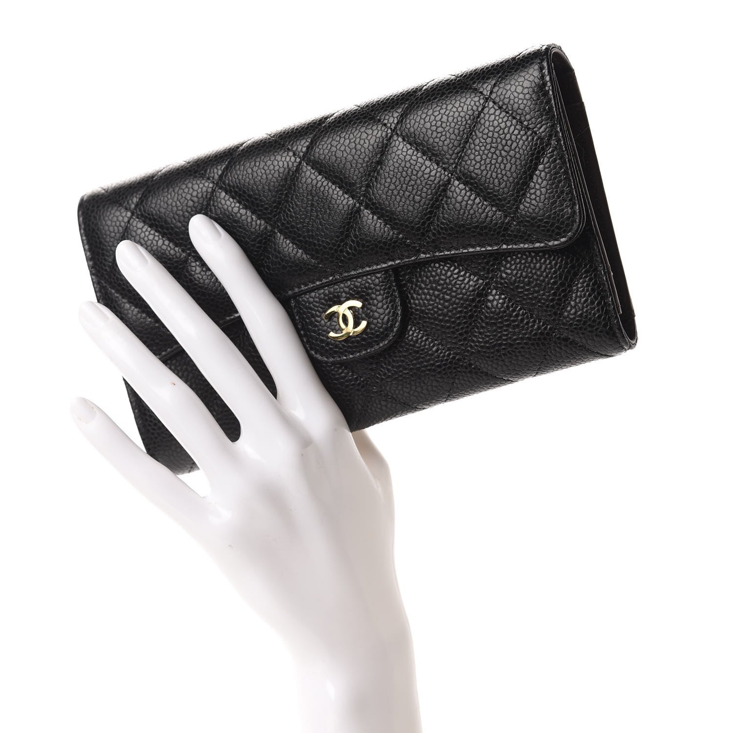 Chanel Caviar Quilted Long Flap Wallet Black 2 of 9