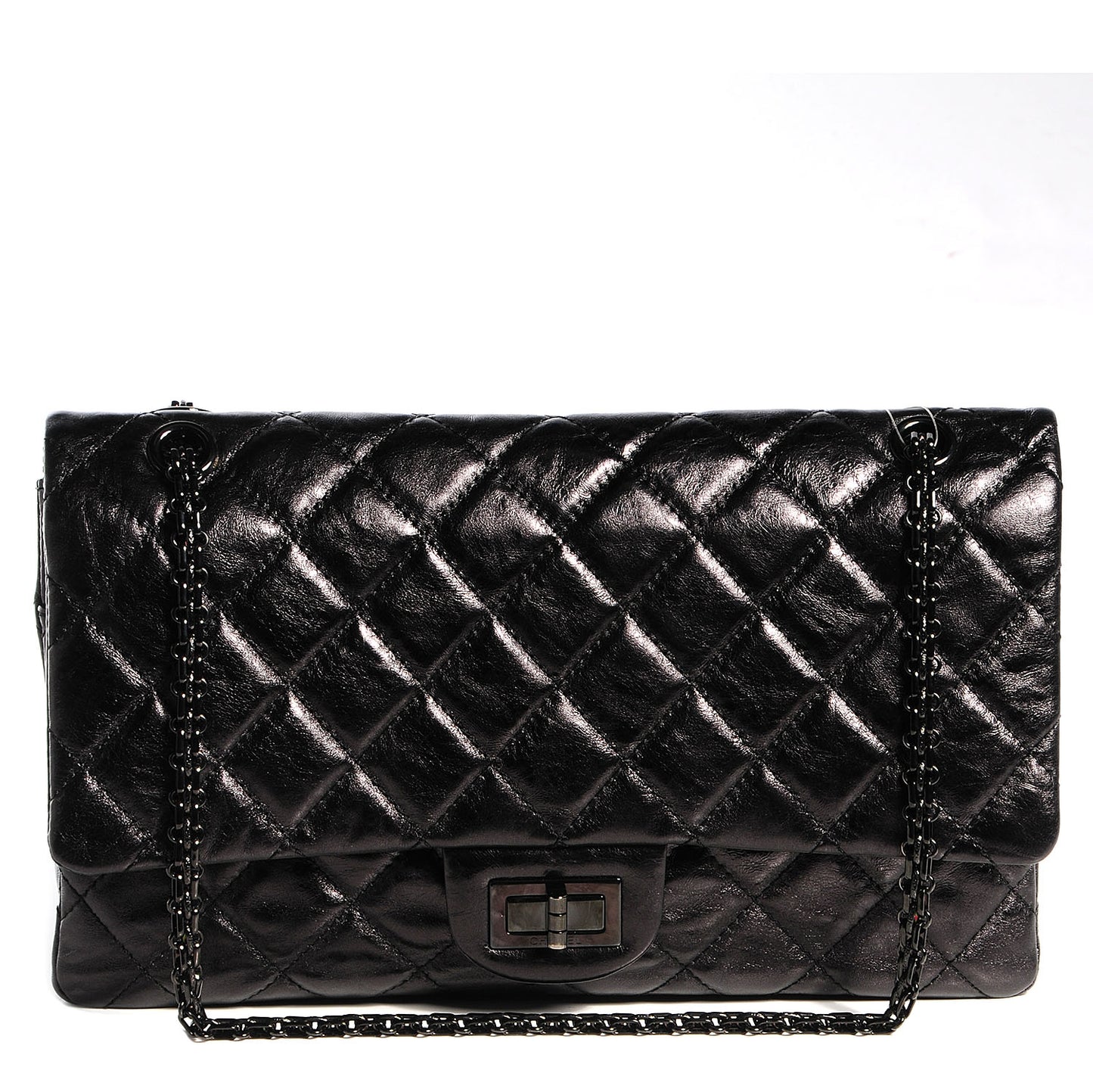 Glazed Calfskin 2.55 Reissue 227 Flap Black