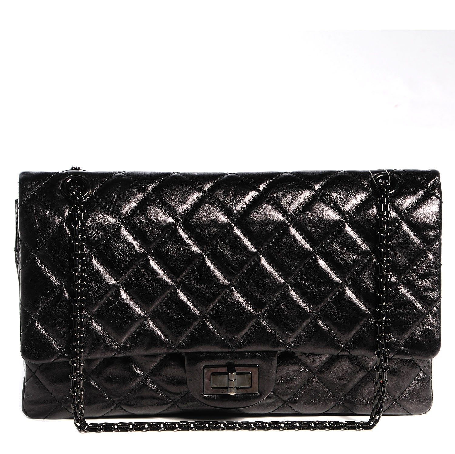 Chanel Glazed Calfskin 2.55 Reissue 227 Flap Black 1 of 8