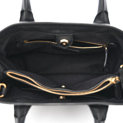 Burberry Grainy Calfskin House Check Medium Banner Tote Black 5 of 16