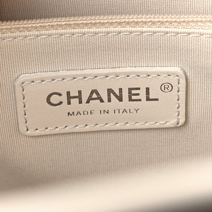 Chanel Canvas Calfskin Striped Medium Deauville Tote White Black 7 of 12