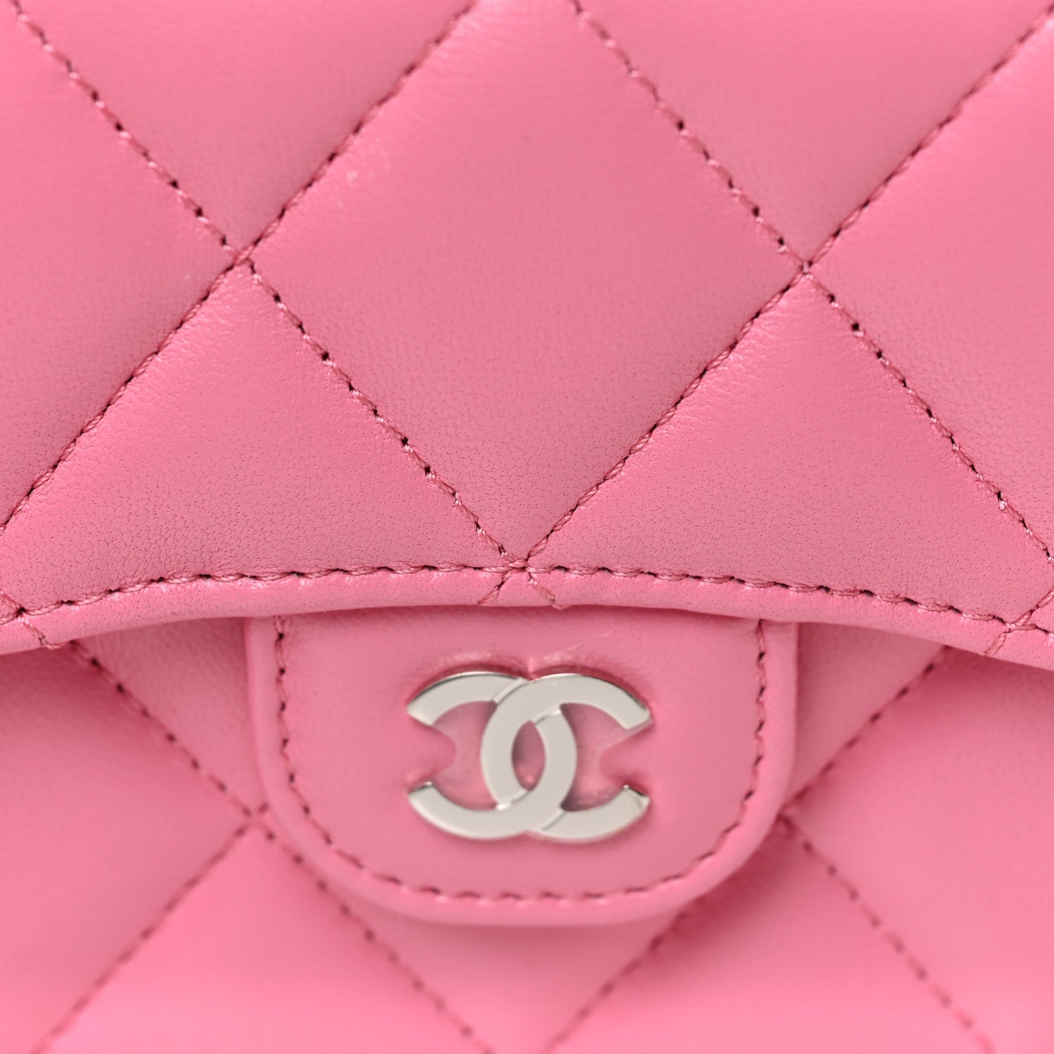 Chanel Lambskin Quilted Flap Card Holder On Chain Pink 8 of 12