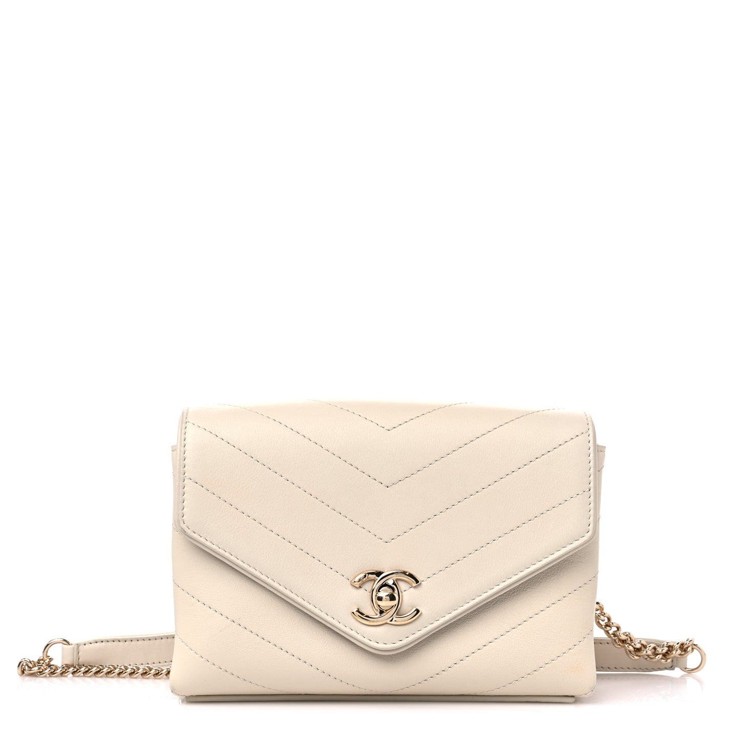 Calfskin Chevron Stitched Coco Waist Bag Ivory