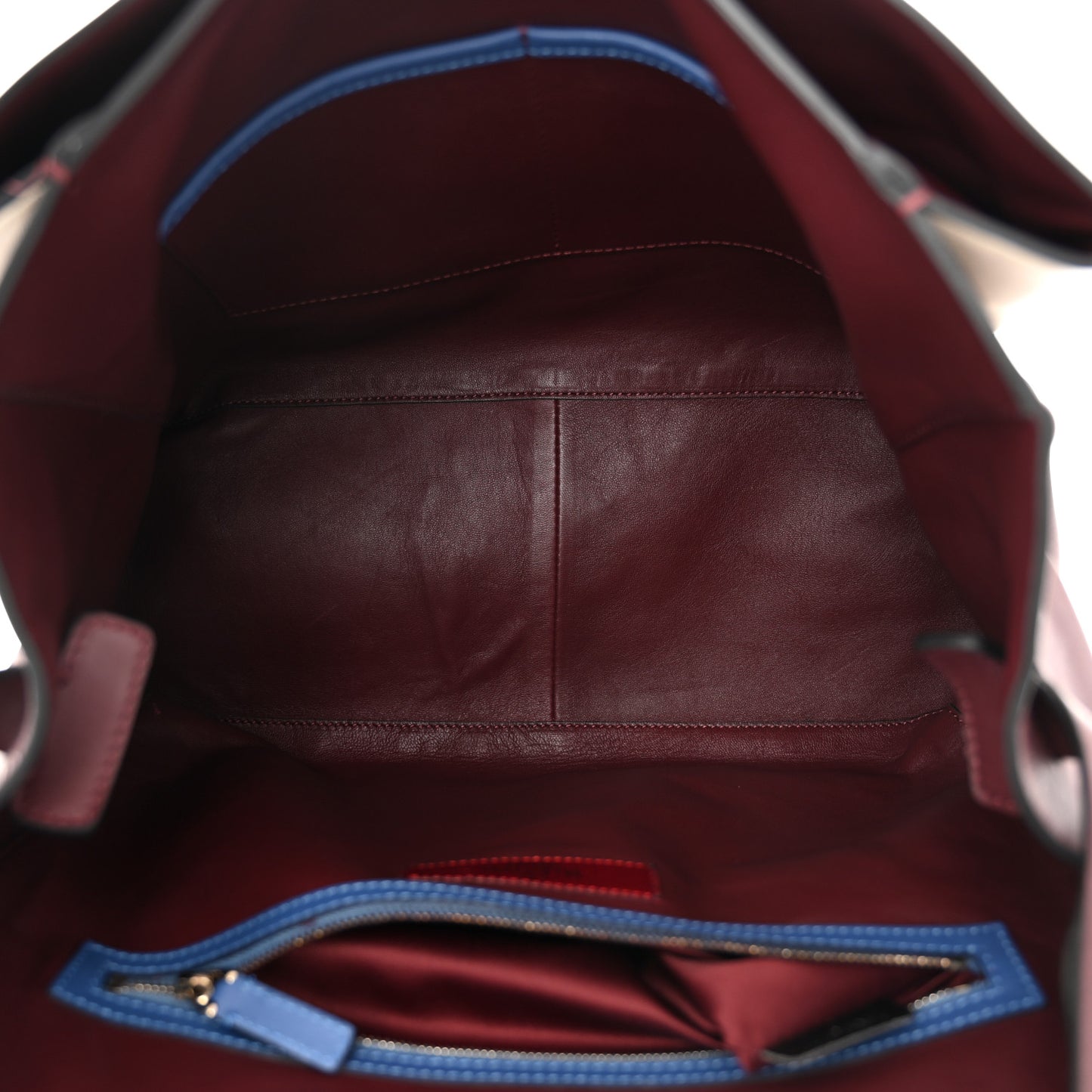 Calfskin Colorblock Mime Single Handle Bag Ruby Marine