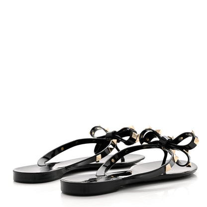 Valentino Garavani PVC Jelly Rockstud Bow Thong Sandals 35 Black 4 of 7