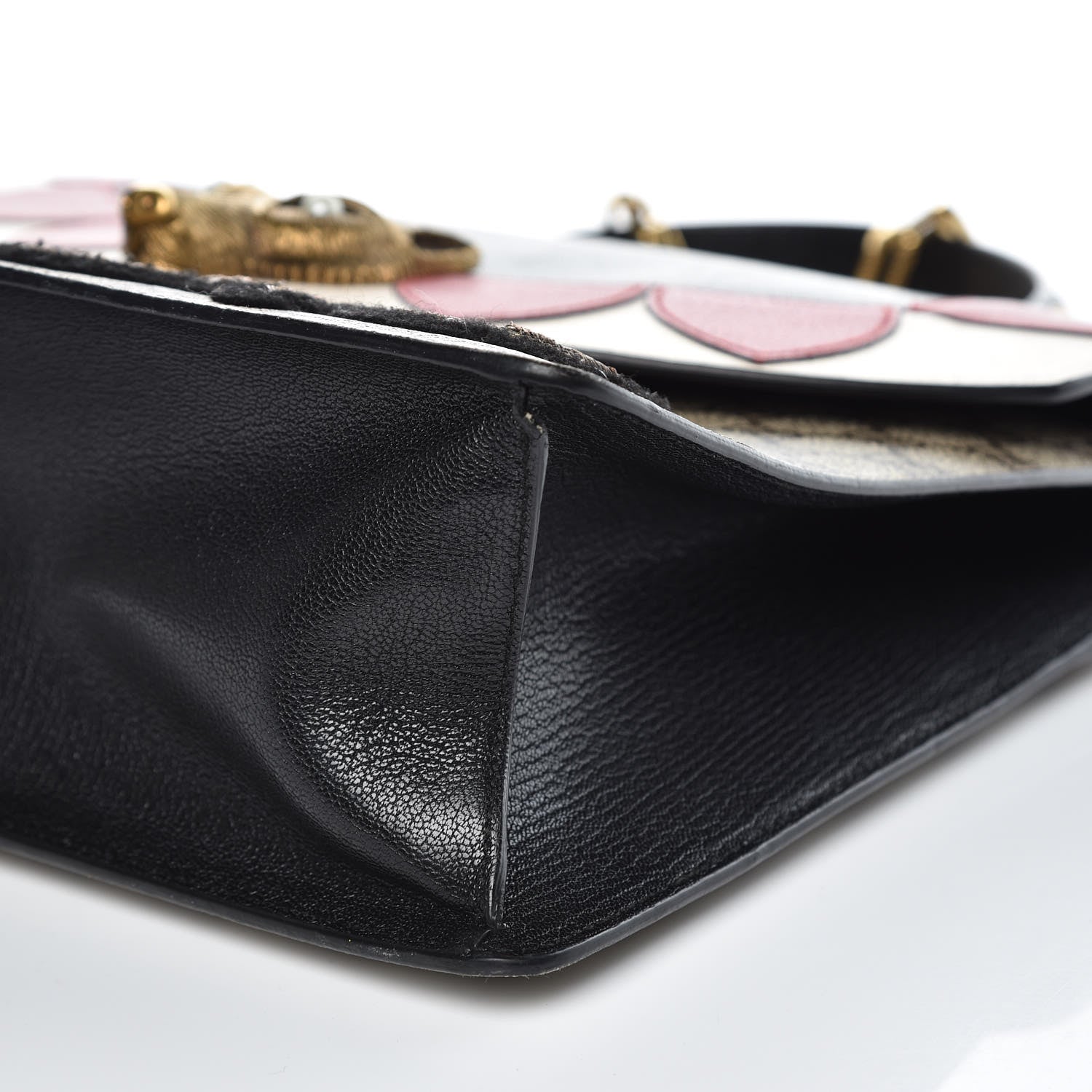 Gucci GG Supreme Monogram Goatskin Pearl Embroidered Medium Fox Broche Top Handle Bag Beige Ebony Black Hibiscus Red Mystic White 10 of 15