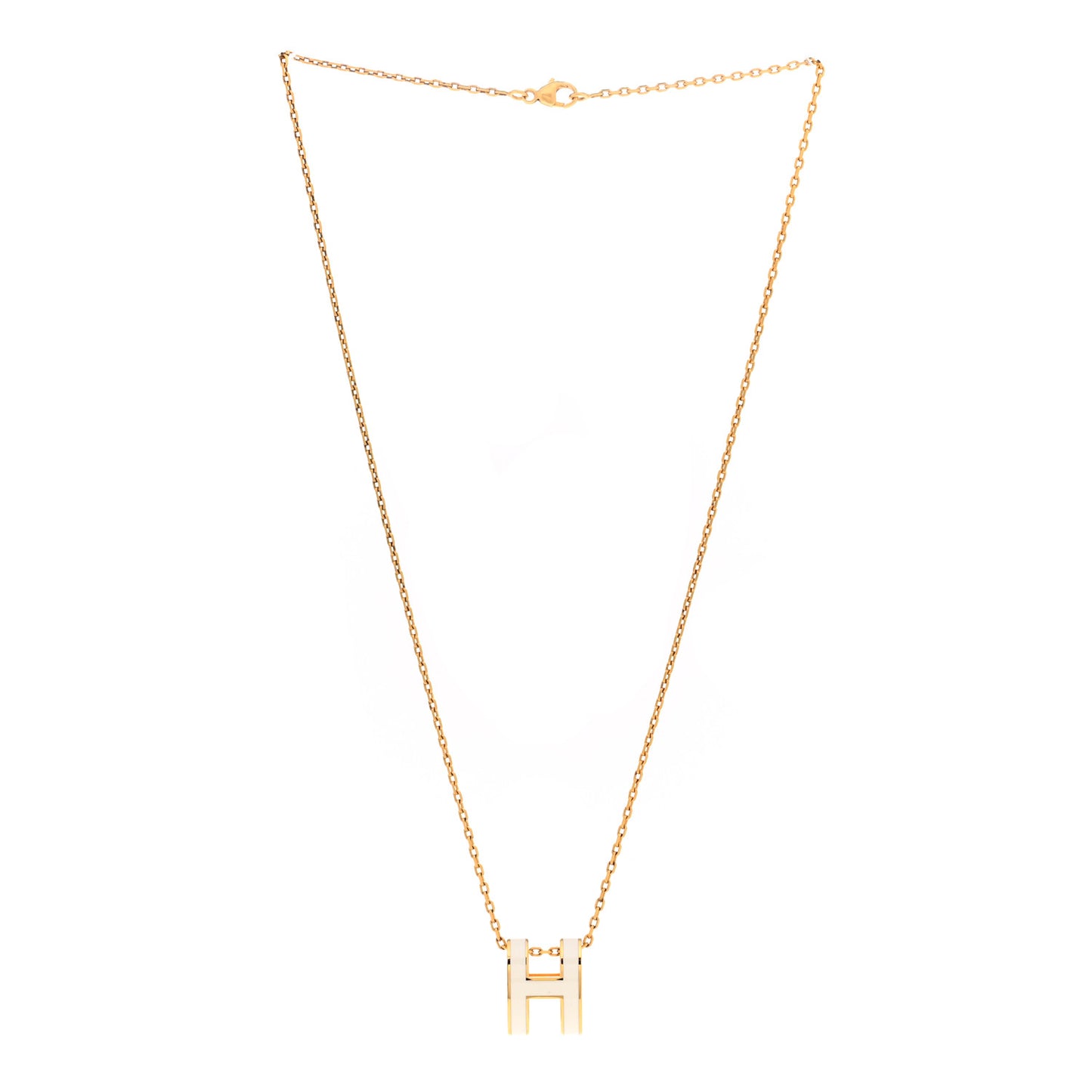 Lacquered Gold Pop H Pendant Necklace White