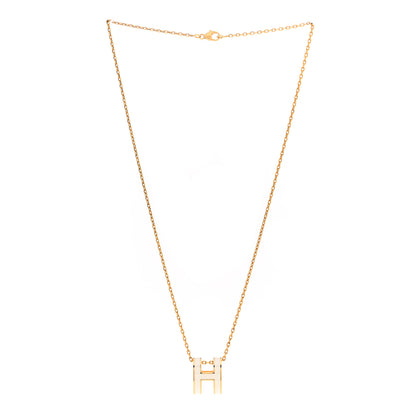 Hermes Lacquered Gold Pop H Pendant Necklace White 3 of 7
