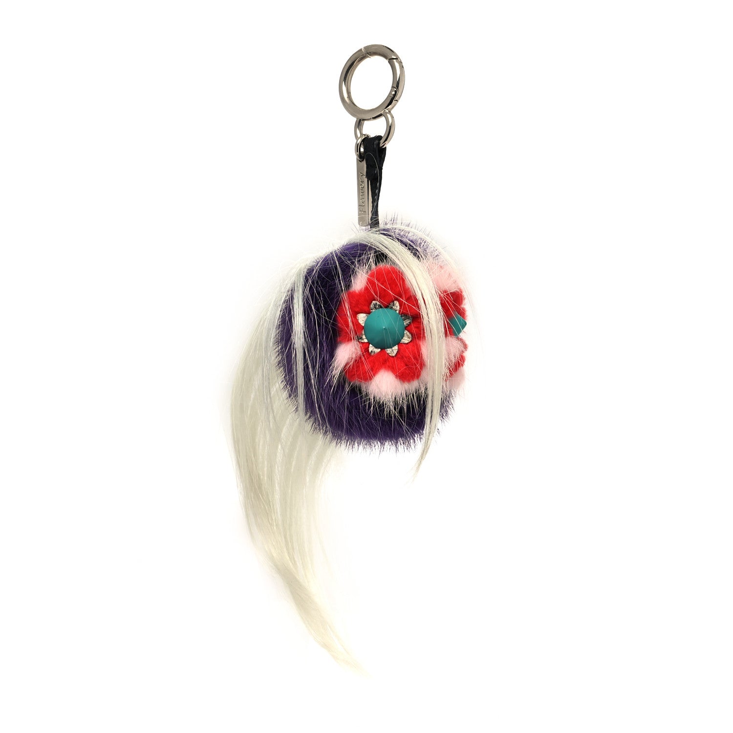 Fendi Fox Fur Monster Flowery Mini Bag Bug Charm Viola Acqua Multicolor 1 of 4