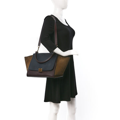Celine Calfskin Suede Tri-Color Medium Trapeze Burgundy 2 of 10