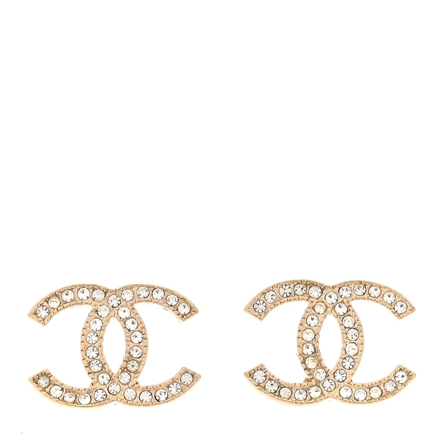 Chanel Crystal CC Earrings Light Gold 1 of 4