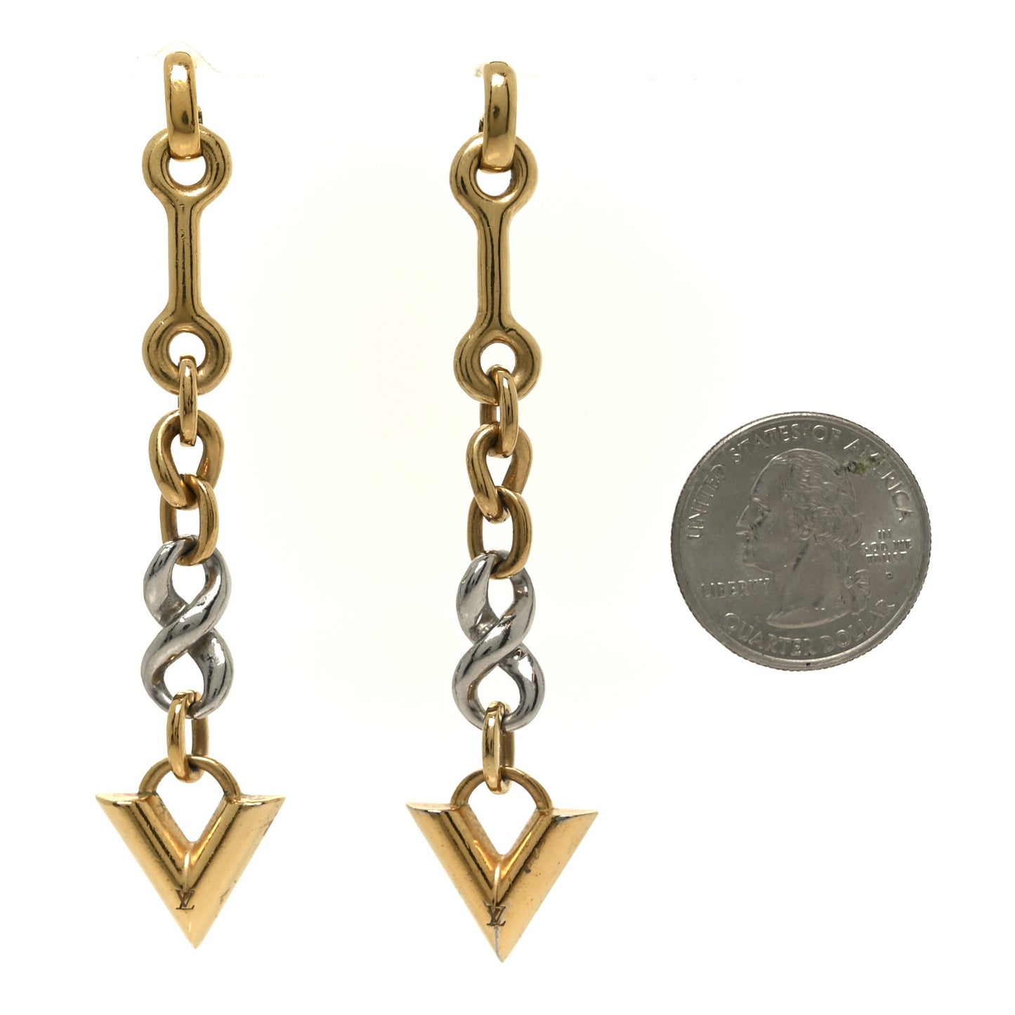 Essential V Dangle Earrings Gold Silver