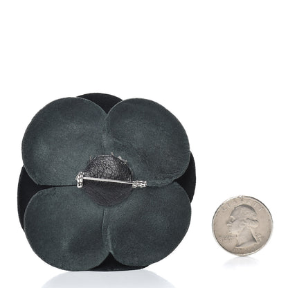 Chanel Lambskin Camellia Brooch Black 3 of 4