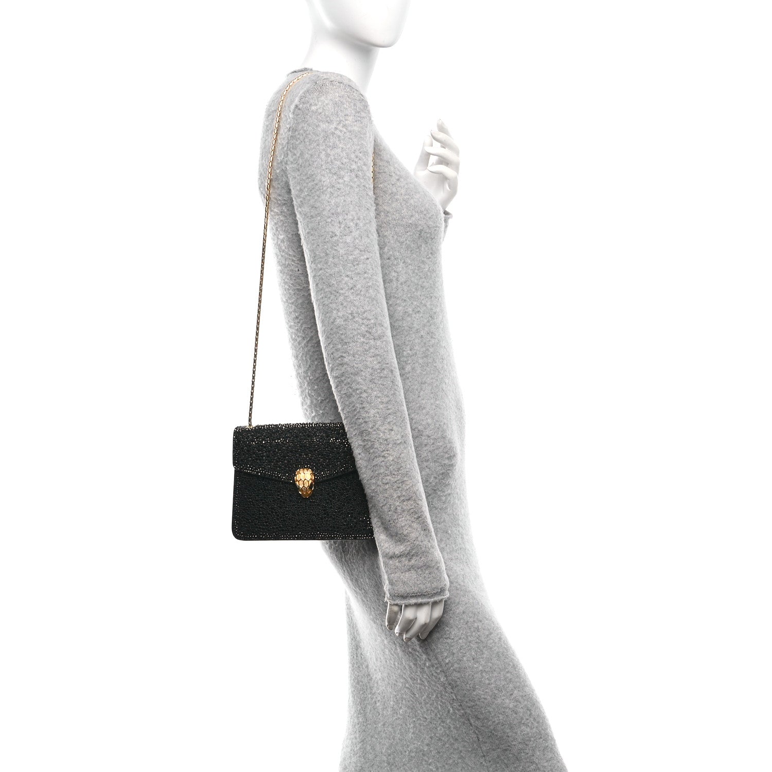 Bulgari Crystal Serpenti Forever Small Crossbody Bag Black 2 of 9