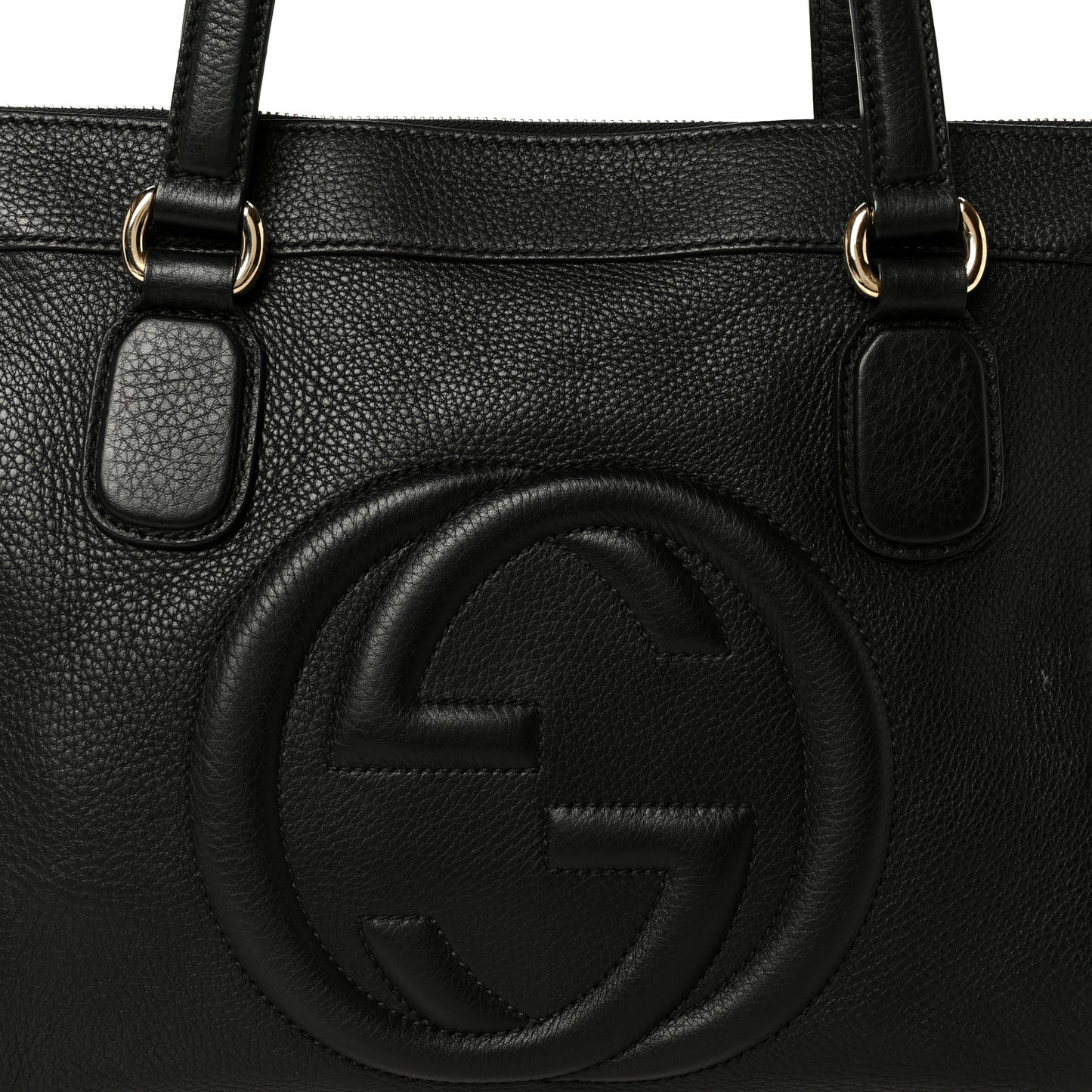 Pebbled Calfskin Small Soho Top Handle Bag Black