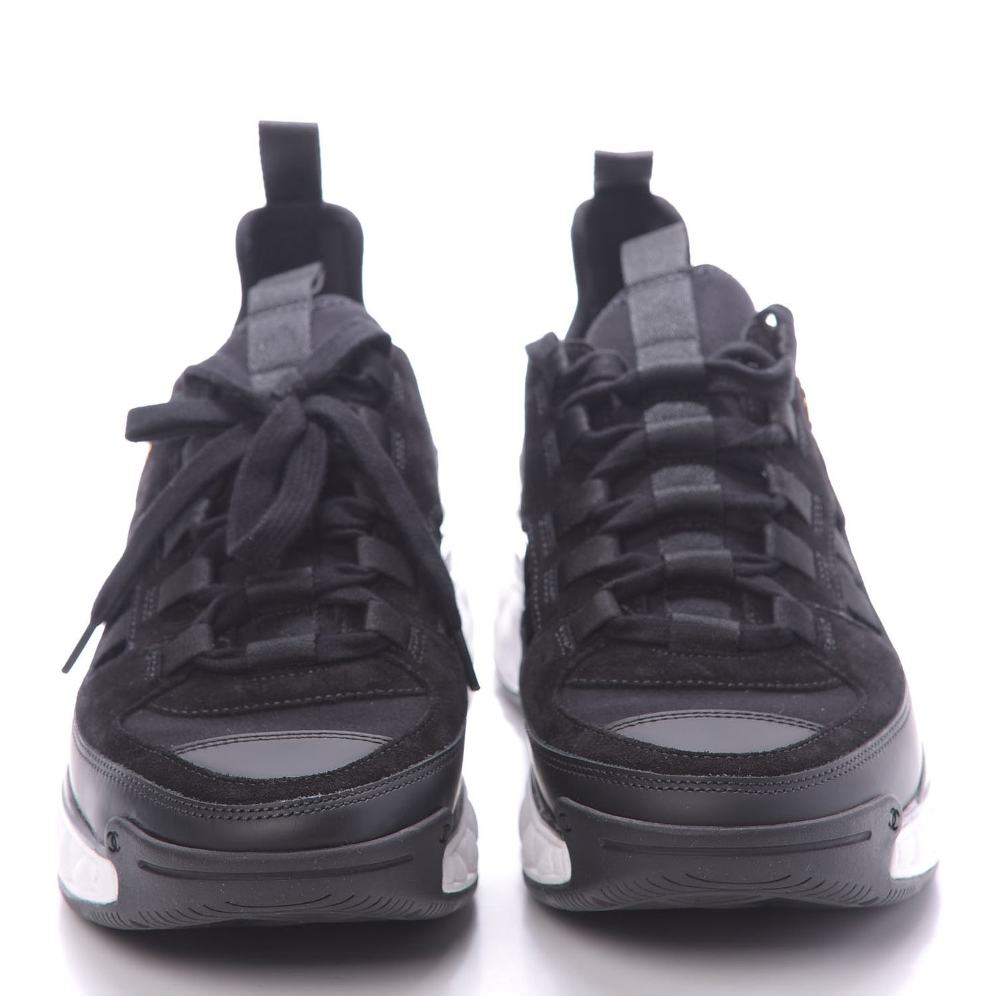 Fabric Calfskin Suede CC Sneakers 37.5 Black