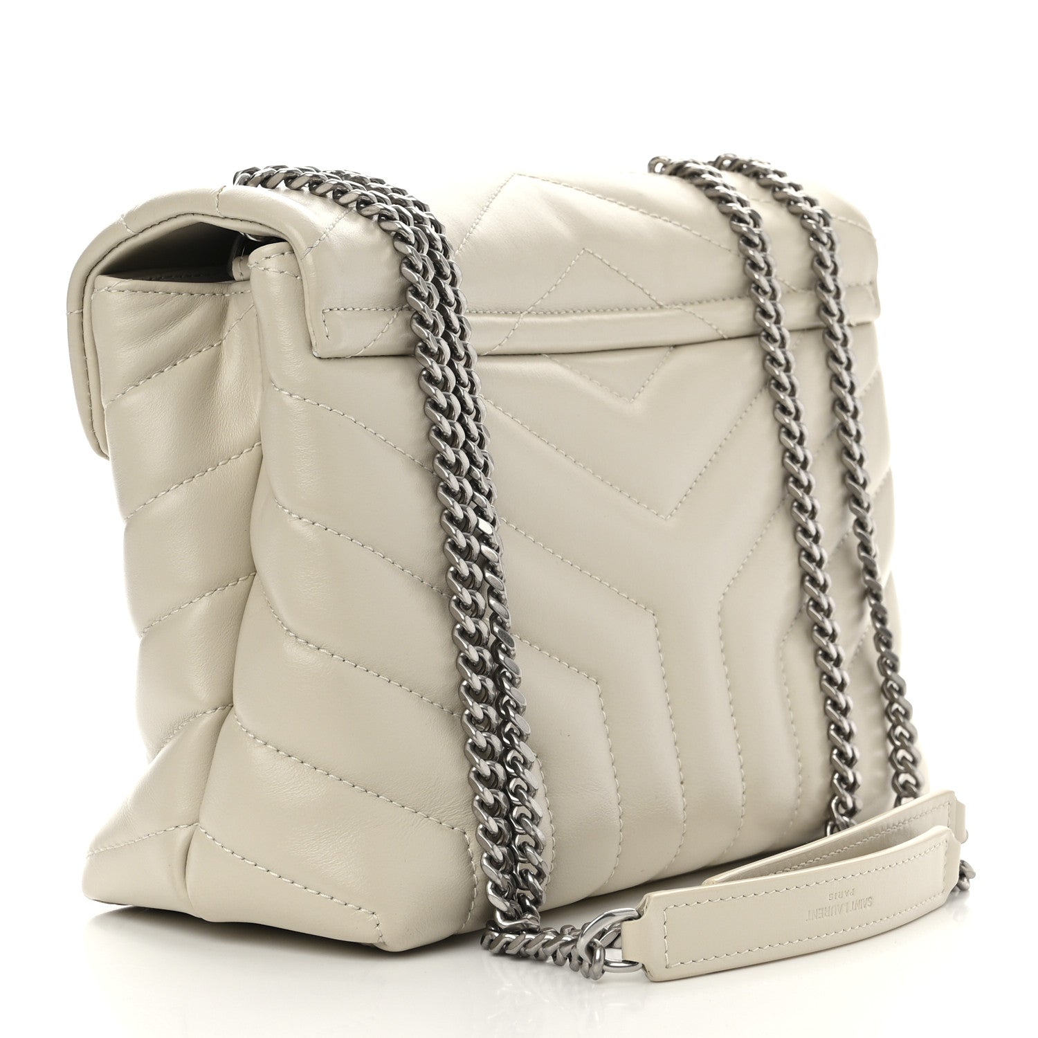 Saint Laurent Calfskin Y Quilted Monogram Small Loulou Chain Satchel Crema Soft 3 of 15