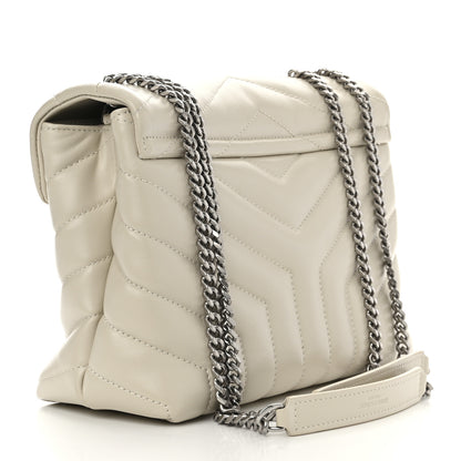 Saint Laurent Calfskin Y Quilted Monogram Small Loulou Chain Satchel Crema Soft 3 of 15