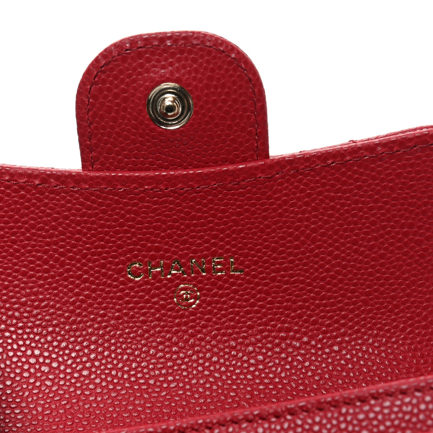 Caviar Quilted Flap Card Holder Wallet Red
