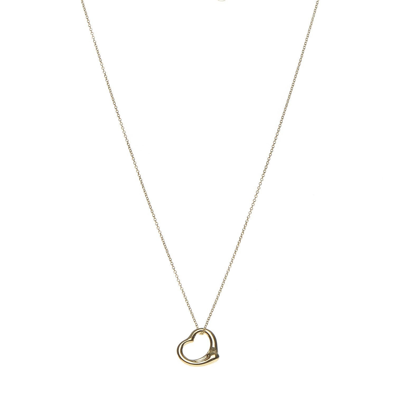Tiffany 18K Yellow Gold Elsa Peretti Small Open Heart Pendant Necklace 1 of 10